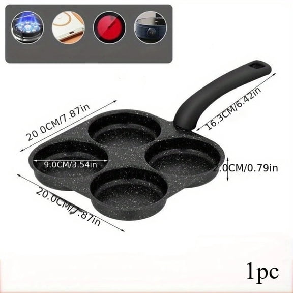 4-Cup Nonstick Frying Pan Egg Pancake Cooker Induction Gas Compatible Breakfast Maker Holiday Gift Kitchen Cooking Tool