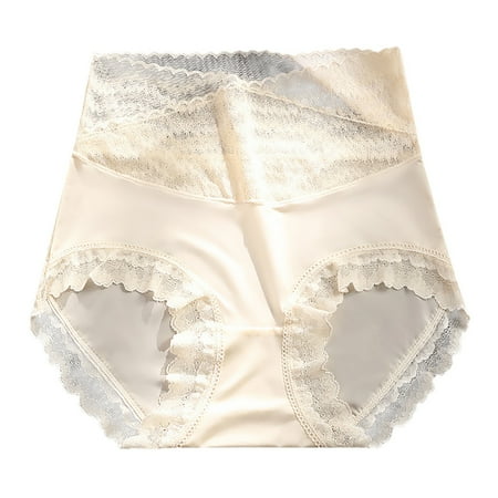 JHLZHS Silk Panties for Women Womens High Waist and Abdomen Sexy Lace and Raise the Buttockspure Brief Panties Womens Panties Plus Size Briefs Cotton Underwear Women Briefs