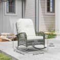 thumbnail image 2 of Khaki Outdoor Rattan Rocking Chair with Cushions - Patio Wicker Rocker for Garden, Backyard & Porch - Steel Frame, 29.5" x 37.8" x 36.2", 2 of 7
