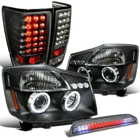 - Spec-D Tuning 2004-2015 Nissan Titan Black Halo Projector Headlights + Led Tail Lamp + 3Rd Rear Brake Light 04 05 06 07 08 09 10 11 12 15