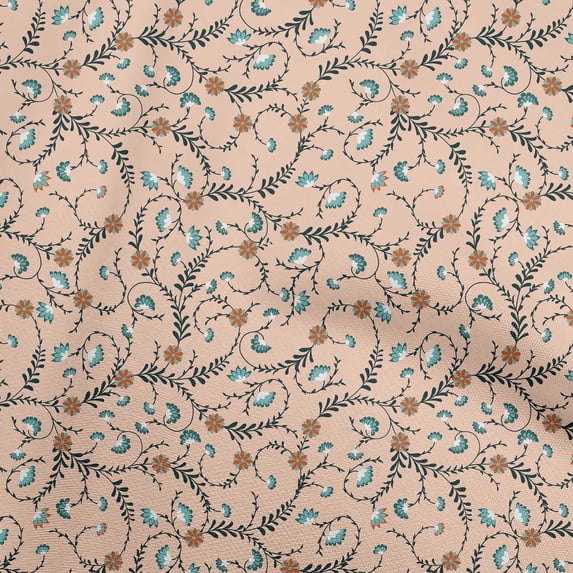 oneOone Cotton Poplin Pink Salmon Fabric Florals Fabric For Sewing Printed Craft Fabric By The Yard 42 Inch Wide