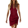 thumbnail image 2 of Asgosdo Women Dresses Summer V Neck Sleeveless Botton Slim Fit Trendy Vacation Midi Dress with Pockets, 2 of 5