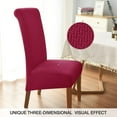 thumbnail image 4 of Large Chair Covers for Dining Room, Geometric Jacquard Slipcover for Large Dining Chair, Soft Stretch Washable Removable Parsons Chair Protector,Set of 1,Burgundy, 4 of 7