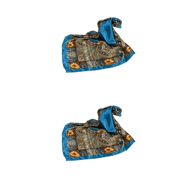 Sonducket Bufanda cuadrada Bufandas Satén Moda Dama Cabeza Cuello Cabello Ropa Traje Decoración Fiesta Vacaciones Decorativo 90x90cm Azul 2Conjunto