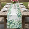 thumbnail image 4 of Tropical Leaves Table Runner 70 Inches, Green Monstera Palm Leaves Summer Wood Gray Bed Runner Dresser Scarves Tabletop for Indoor Outdoor Parties/Ceremony/Banquet, 13" x 70", 4 of 9