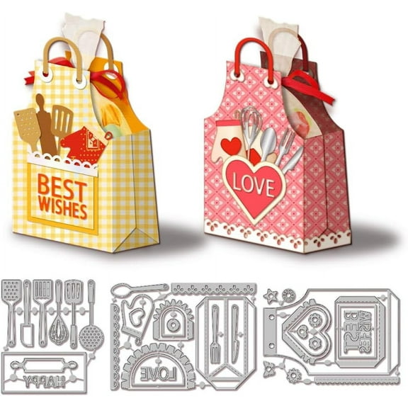 3D Apron Snack Bag Cutting Dies Cooker Die Cuts Love Heart Template Stencil for Card Making Decoration DIY Scrapbooking Album Craft Decor