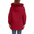thumbnail image 4 of Breezora Women's Winter Mid Length Insulated Jacket Cozy Lined Large Collar Quilted Outerwear Coat XL Size Wine, 4 of 8