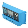 thumbnail image 4 of Controlador de panel solar de 12 V y 24 V con pantalla LCD, controlador de carga fotovoltaica con conectores azules de 10 A., 4 of 14