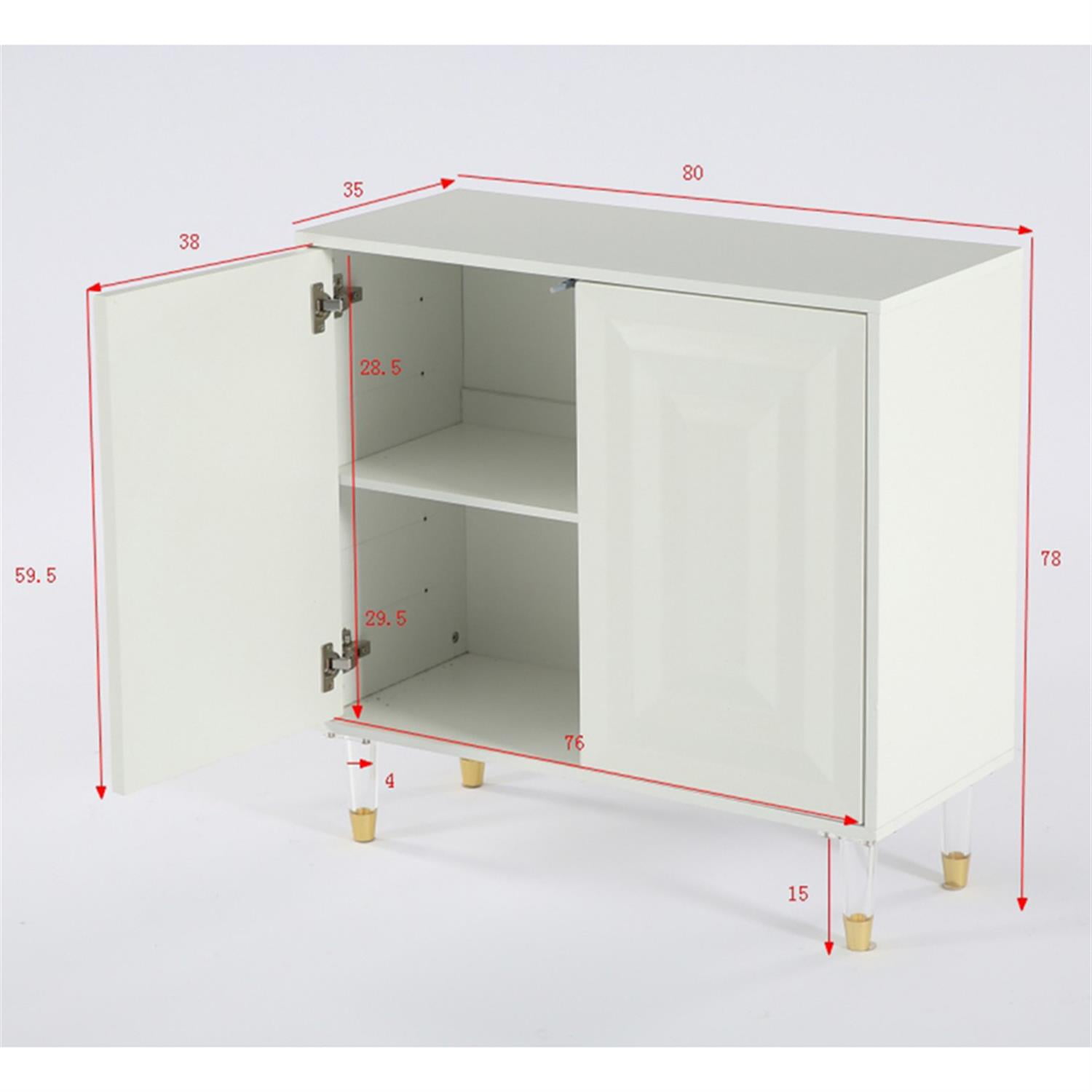 Demi Bonn 63" Sideboard Buffet Storage Cabinet with 4 Doors, Modern Credenza Accent Cabinet for Kitchen Entryway Living Dining Room, White