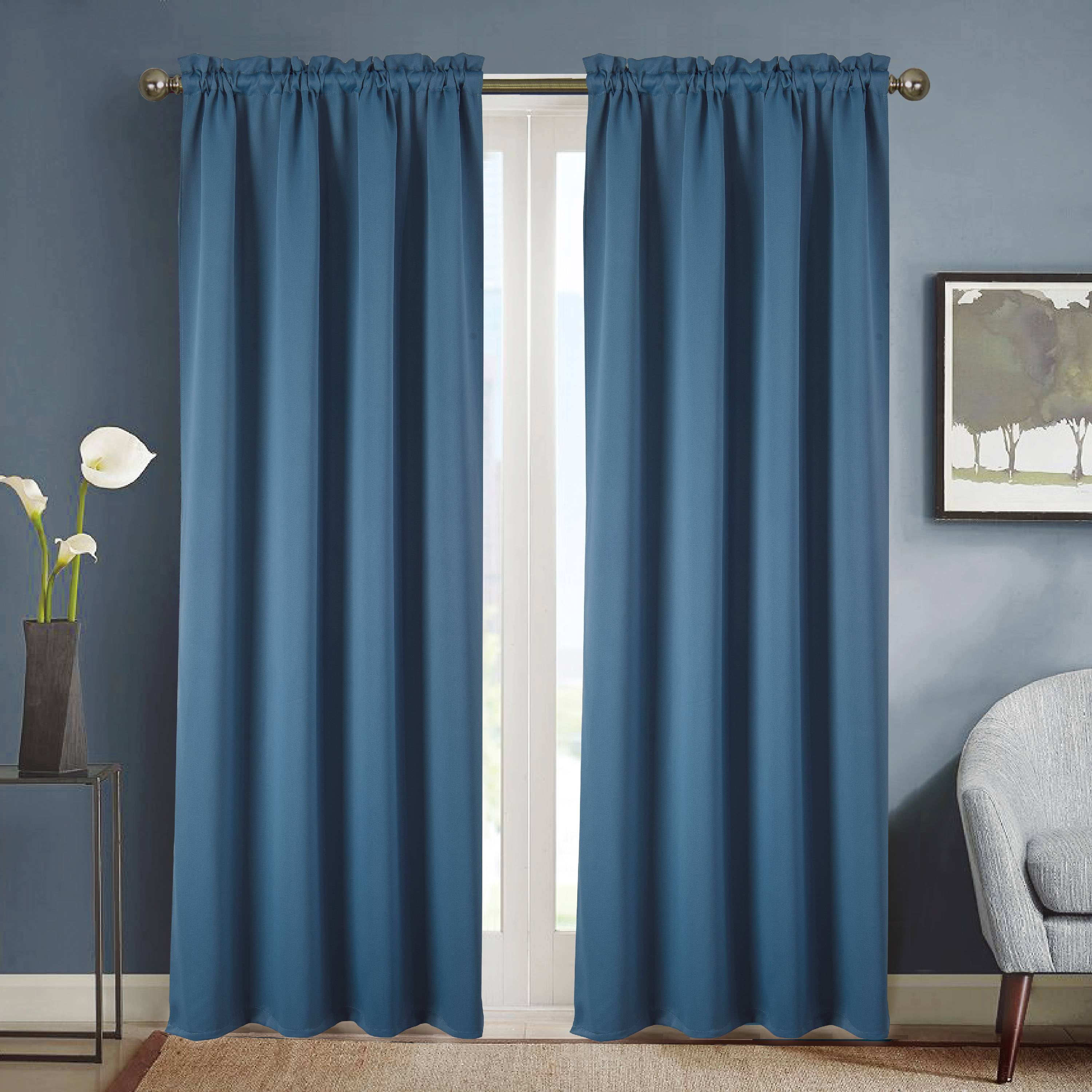 Twilight solid blackout 54 x 90 in rod pocket single curtain panel in