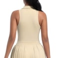 thumbnail image 6 of Jinhomg Women's Sleeveless Crop Tops Casual Solid Lapel Collar Tank Shirts Basic Solid V Neck Golf Tennis Clothes Summer Workout Athletic Tanks Khaki S, 6 of 7