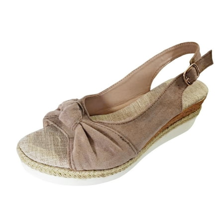 

PEASKJP Platform Sandals Women Summer Flat Sandals for Women Comfortable Casual Beach Shoes Bohemian Beaded Flip Flops Sandals (Khaki 8.5)
