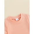 thumbnail image 6 of FEORJGP Kid Little Girls Solid Pants Set 6M 12M 18M 2T 3T 4T Toddler Baby Short Sleeve T-shirt Crew Neck Tops with Flare Pants Infant Casual Fashion Comfy Summer Outfit for Daily Holiday, 6 of 7