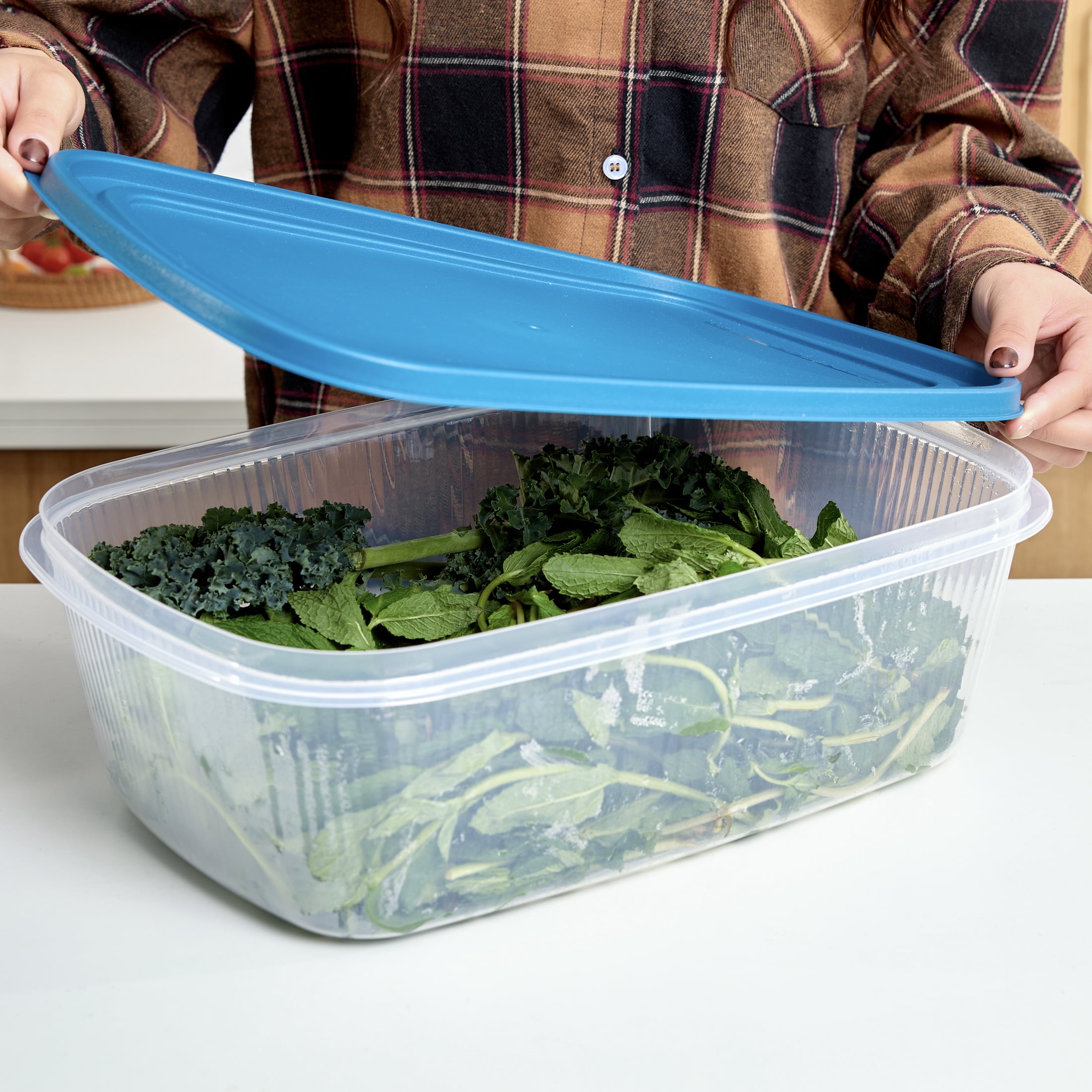 (2 pack) Mainstays Reusable Food Storage Containers,  Large Rectangle, Plastic, 2 Pack – 2 Containers with Lids, 2.5 Gallons,Ideal for Meal Planning
