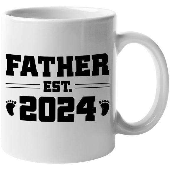Father Est. 2024, Father's Day, Gender Reveal Party, Baby Shower, New Dad, White 11oz Ceramic Mug