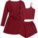 thumbnail image 3 of Ekouaer Womens 3 Piece Waffle Knit Lounge Set Soft Pajama Sets Tank Top and Shorts Cardigan with Pockets S-XXL, 3 of 5