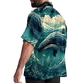 thumbnail image 3 of Whale Men's Short Sleeve Poplin Shirt, Casual Printed Beach Button Down Summer Unisex Shirts, 3 of 6