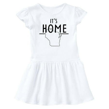 

Inktastic It s Home- State of Wisconsin Outline Gift Baby Girl Dress