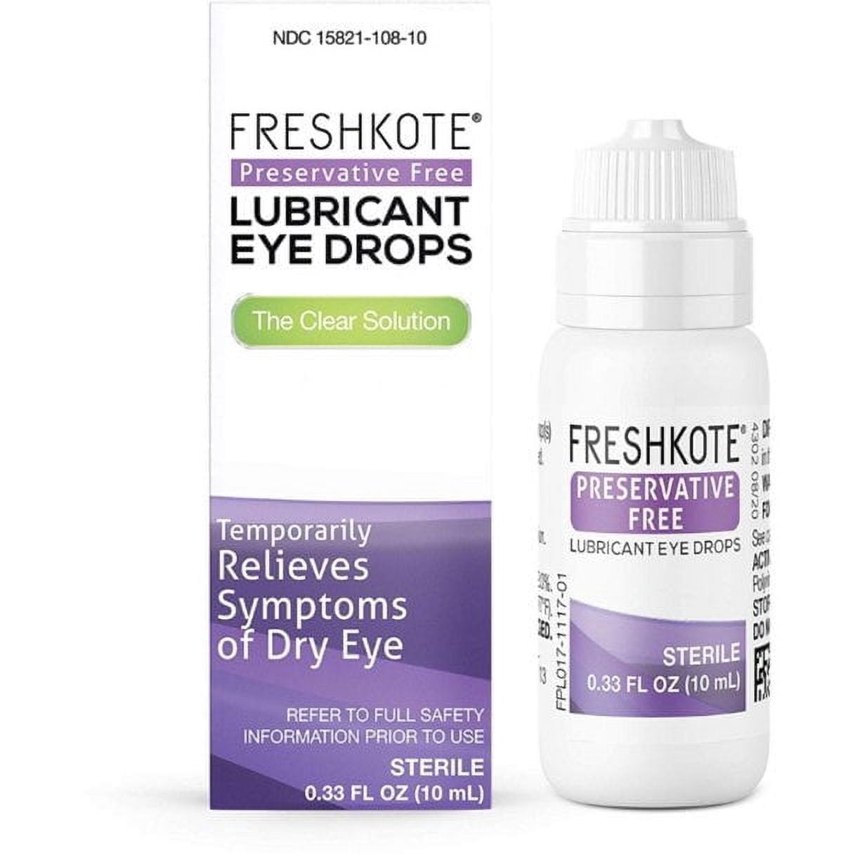 FreshKote Preservative Free Lubricant Eye Drops, 0.33 oz - (Pack of 2)
