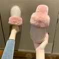 thumbnail image 5 of Anuirheih Slippers for Women, Soft Plush Warm Slip-on Slippers, Rhinestone Wool Drag Warm Indoor Outdoor Slippers(Pink）, 5 of 6