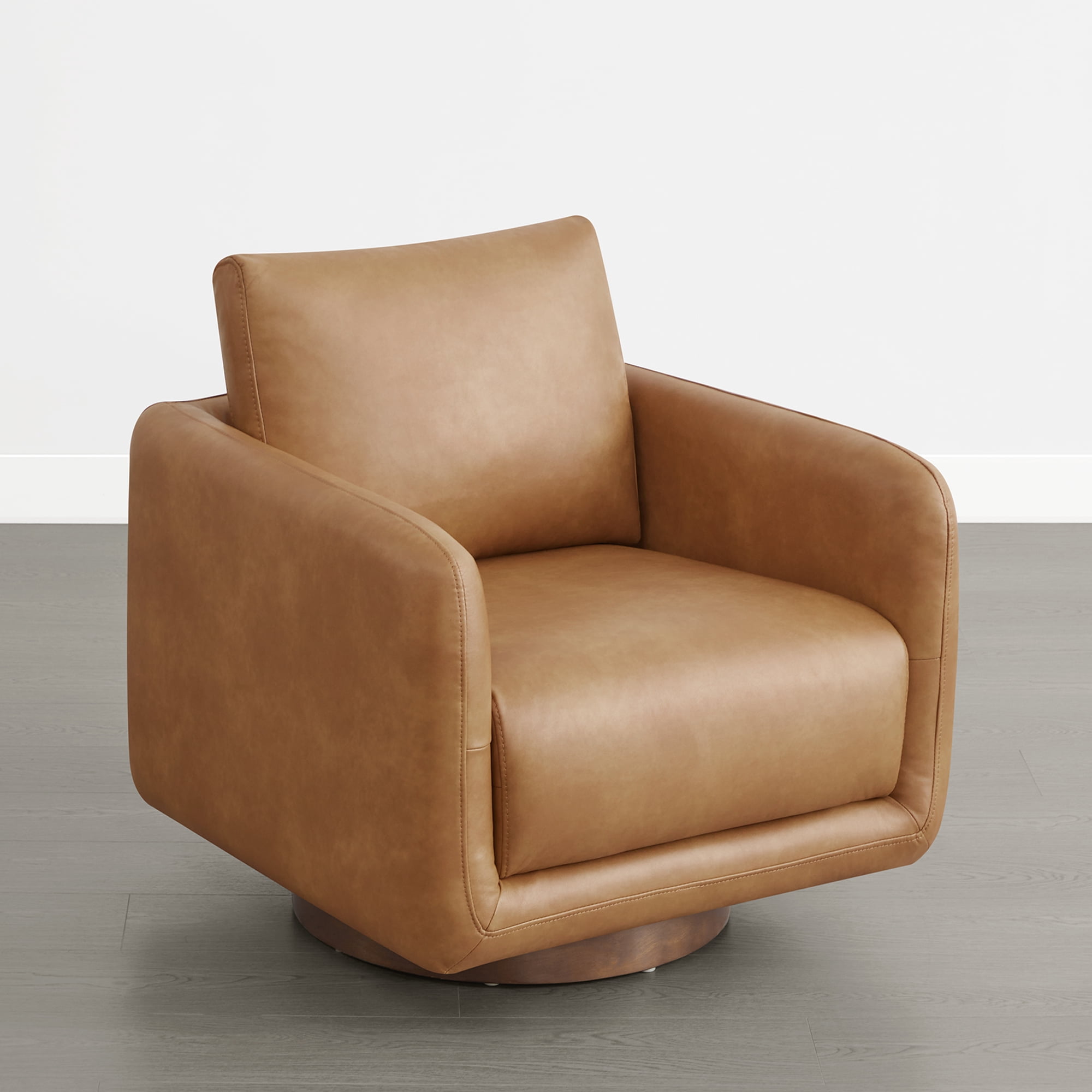 Spruce & Spring Upholstered Swivel Accent Chair with Back Cushion Single, Brown