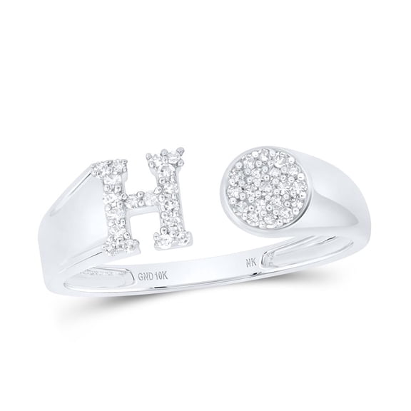 Natural Diamond NK Gift Initial "H" Round Ladies Ring 0.2cttw