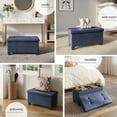 thumbnail image 4 of Hearth & Harbor Ottoman Storage Bench, Faux Leather 30" Foot Stool Ottoman With Storage, Blue, 4 of 8