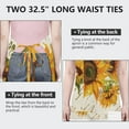 thumbnail image 6 of Beige Calligraphy Sunflower Pattern Apron-Garden Aprons for Women with Pockets-Cotton Linen Waterproof Kitchen Cooking Gardening Aprons Adjustable for Kitchen,Cooking,BBQ and Salon 33x27 Inch, 6 of 7
