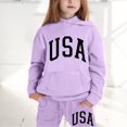 thumbnail image 2 of lnmuld Winter Outfits 2 Piece Stylish Kids Long Sleeve Letter Print Hoodie and Pants Outfit Set for Girls Comfortable Casual Wear Solid Color Size:4-5 Years, 2 of 7