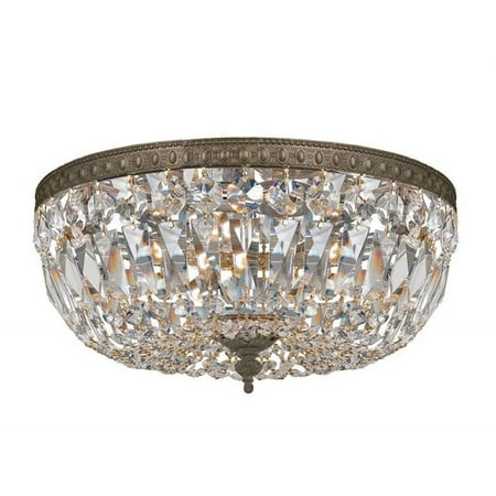 

3 Light Flush Mount in Classic Style 14 inches Wide By 7.5 inches High-Polished Chrome Finish-Swarovski Strass Crystal Type-Clear Crystal Color Bailey