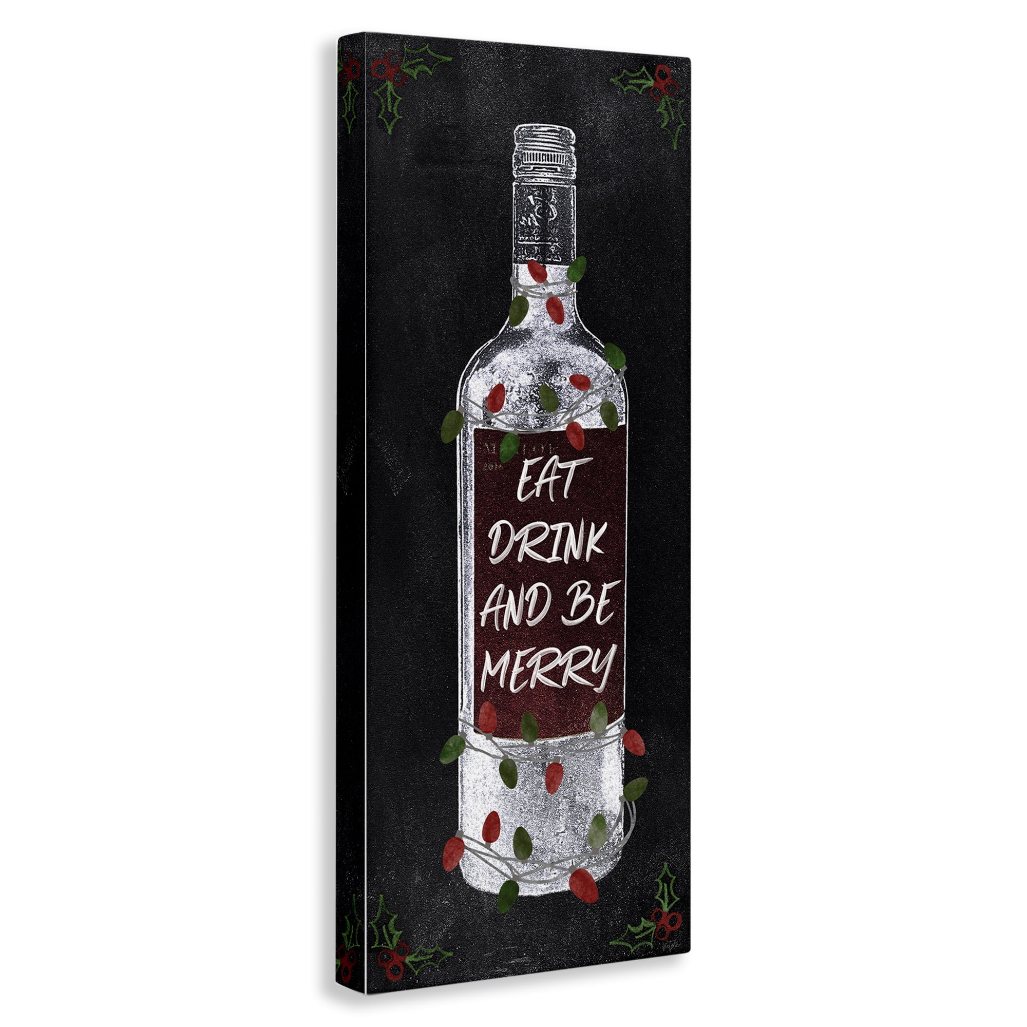 Stupell Industries Eat Drink Be Merry Holiday Painting Gallery Wrapped Canvas Art Prints Wall Art, 20 x 48