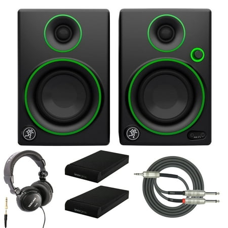 Mackie CR3 Multimedia Monitors with Studio Headphones and Gear Isolation (Best Monitor Isolation Pads)