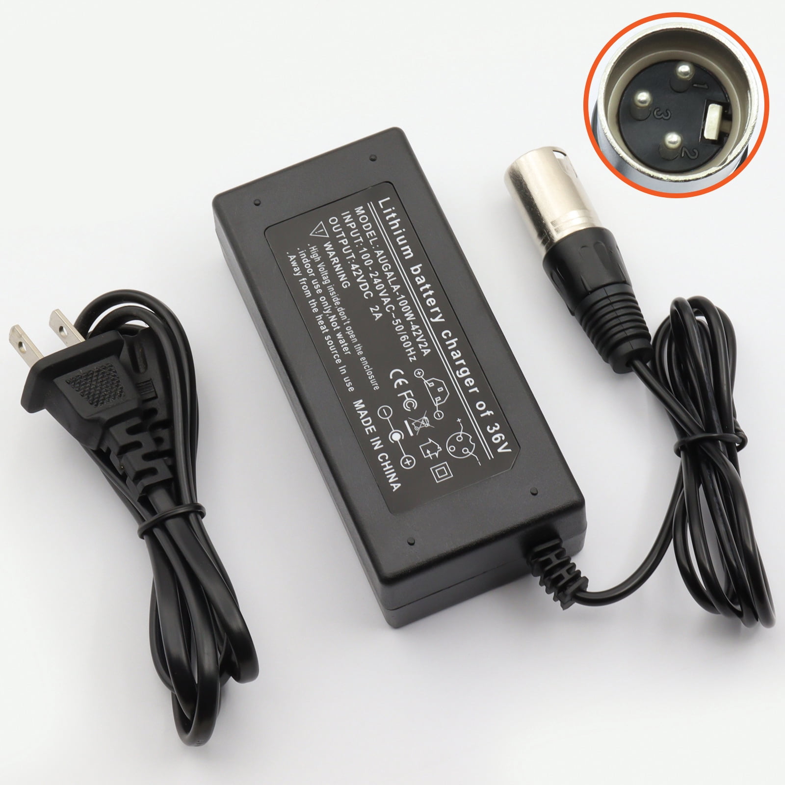 42V 2A Charger Power Supply For 36V Lithium Battery Electric Bicycle E-Bike