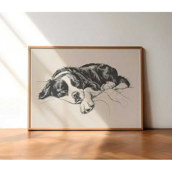 Sleeping Bernese Mountain Print, Dog Vintage Drawing, Dog Wall Art, Antique Vintage Painting, Country Wall Art, Dog Poster, Farmhouse Print Wall Art, Modern Wall Decor, 8x12 UNFRAMED