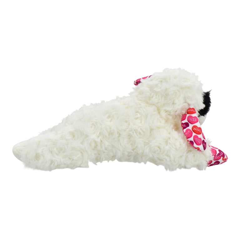 Multipet, Valentine‚Äôs Day Plush Lamb Chop Dog Toy, with Hearts