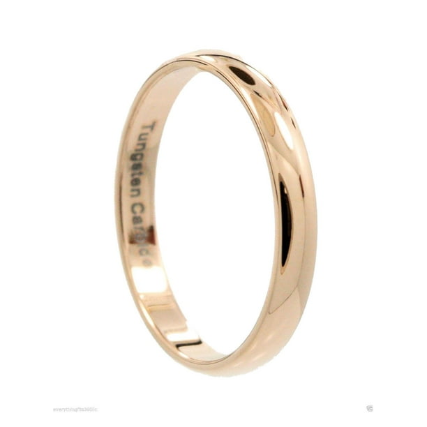 MJ Metals Jewelry - 3mm Thin Rose Gold Plated Ring Tungsten Carbide ...