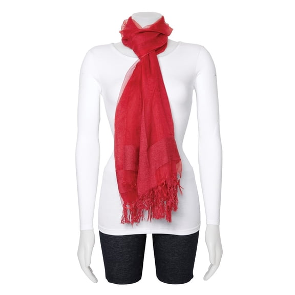 FB Jewels Red Sheer w/Textured Edge Viscose Fashion Scarf