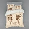 thumbnail image 1 of Ambesonne Vintage Bedding Set 4 Pcs, Boho Microphone Retro, Queen, Brown Ecru, 1 of 3