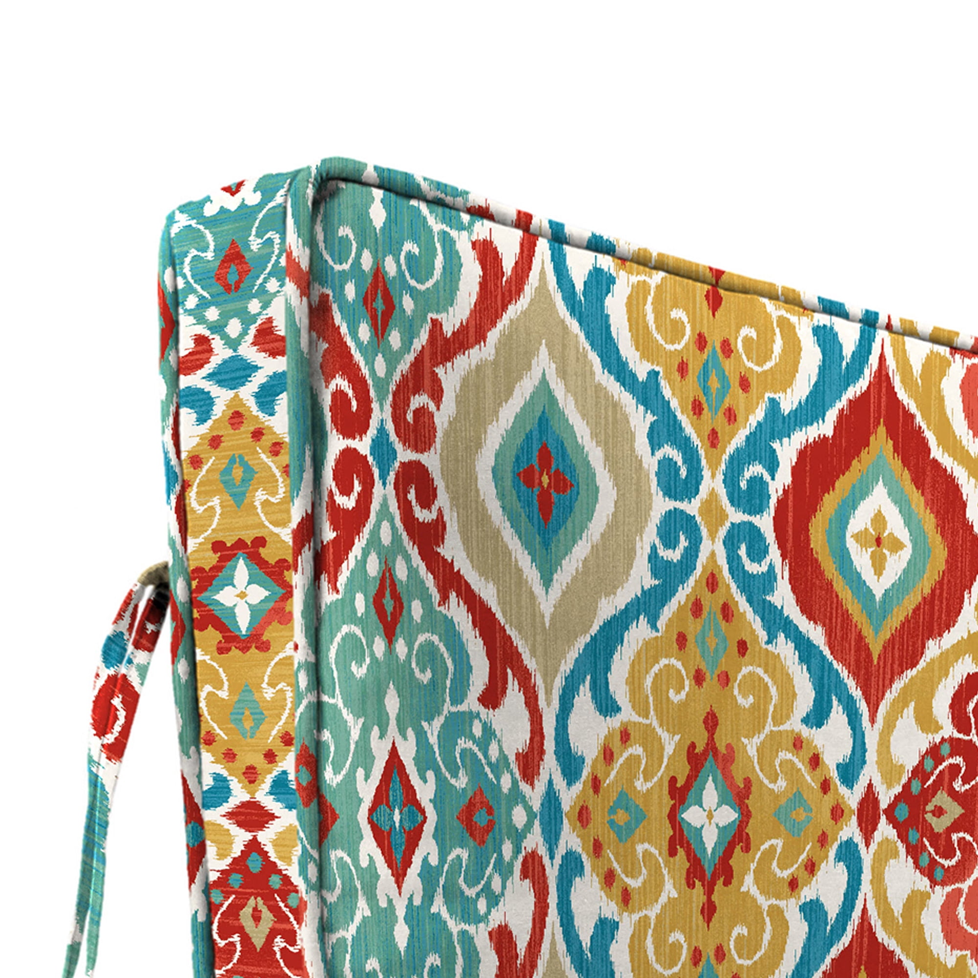 Jordan Manufacturing 45" x 22" Fresca Fiesta Multicolor Damask Rectangular Outdoor Deep Seat Chair Cushion Set with Ties and Welt