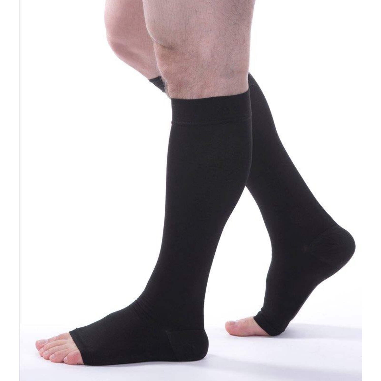 Allegro Surgical Knee High 20-30 mmHg Compression Socks, Open Toe, Wide Calf