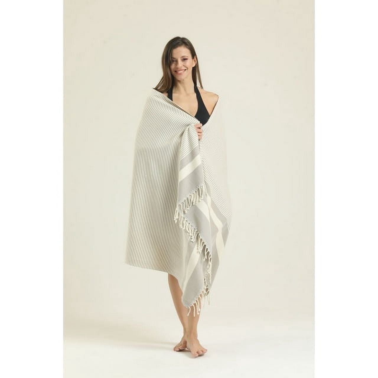 Premium Cotton Beach Towel Oversized 71x36in, Sand-Free, Quick-Dry & Ultra-Soft M.O.S (Cream)