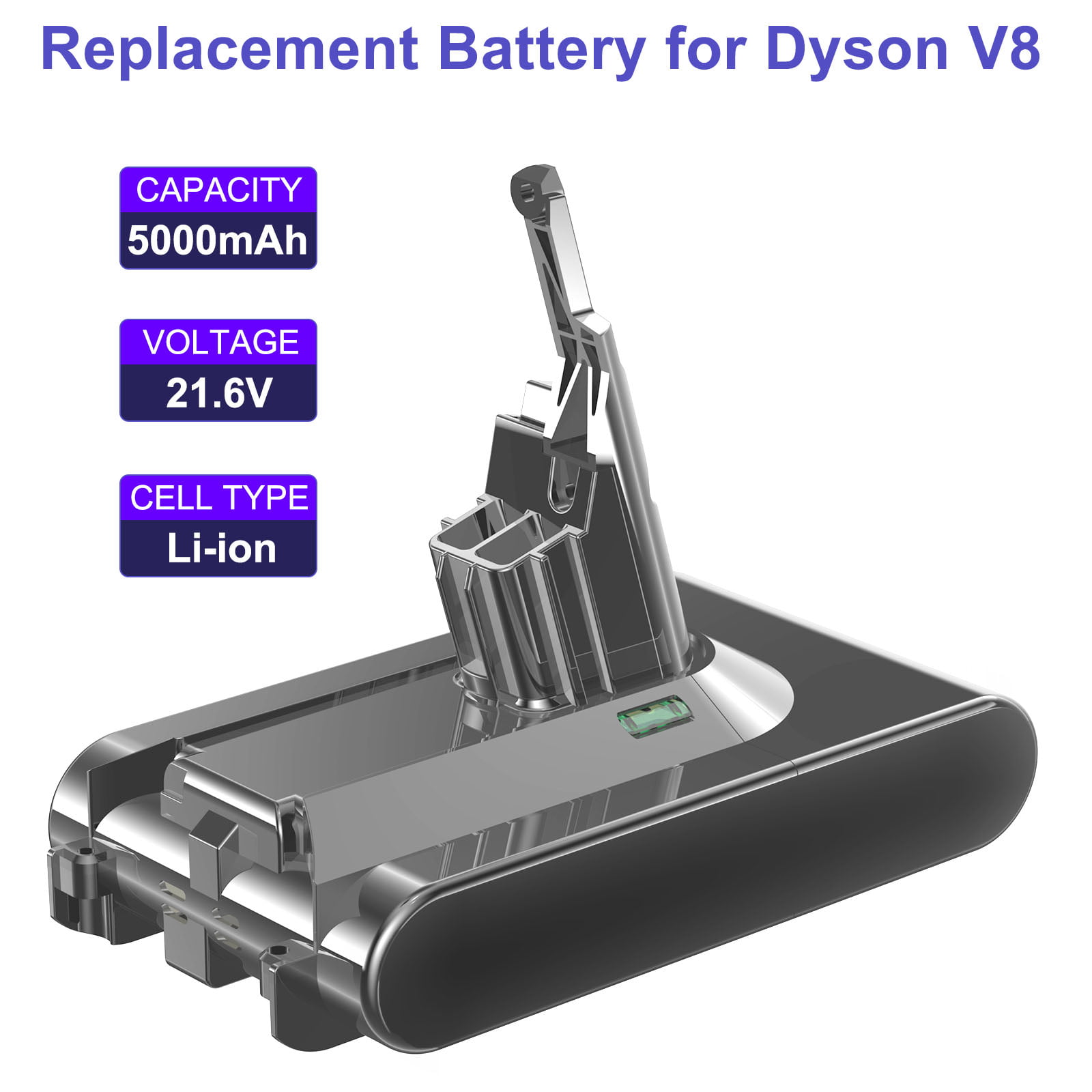 Vhbw Batterie compatible avec Dyson SV10, V8, V8 Absolute, V8 Absolute  Cord-Free robot électroménager (5000mAh, 21,6V, Li-ion)