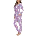thumbnail image 2 of FKELYI 2-Piece Easter Eggs Pajamas Soft Heart Rabbit Long Sleeve Sleepwear Tops with Pants Size L Lightweight Pullover Nightwear for Women Pajama, 2 of 4