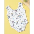 thumbnail image 3 of Suealasg Baby Girls One Piece Swimsuit Infant Girls Sleeveless Goose/Cartoon Horse Print Print Swimwear 6M 12M 18M 24M Newborn Girls Bathing Beachwear, 3 of 9