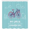thumbnail image 3 of Ambesonne Saying Shower Curtain, Retro Pastel Bike with Text, 69"Wx70"L, Pale Blue Dark Purple, 3 of 3