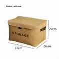 thumbnail image 1 of Japanese Style Foldable Cotton-Linen Storage Box with Lid - Medium Size Jute Alphabet Design, Dustproof & Moisture-Resistant Fabric Organizer for Clothes, Blankets, Toys & Stationery, Portable Home, 1 of 6