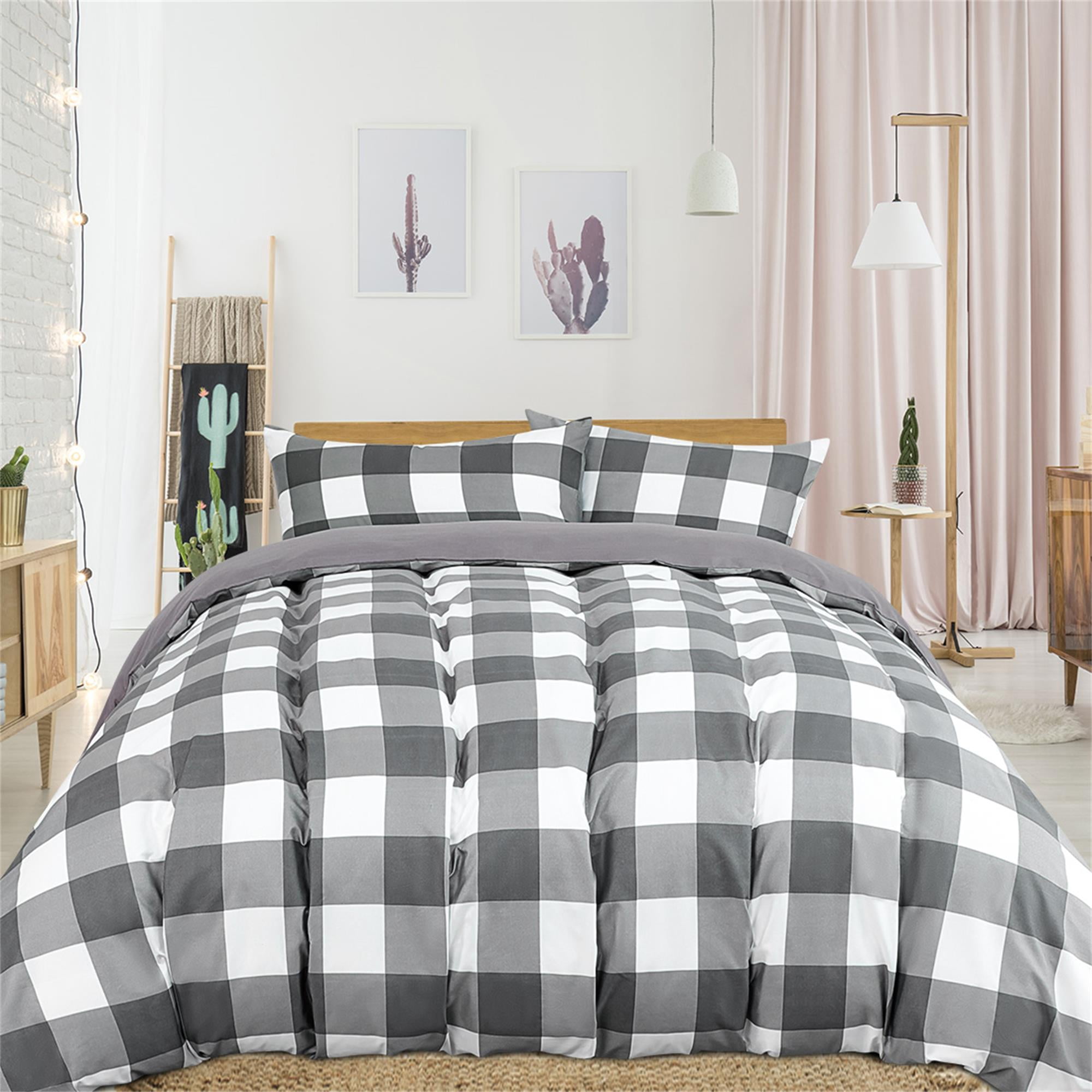 Bedding Duvet Cover Set Checkered Pattern Queen Sizes Duvet Cover Sets