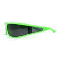 thumbnail image 3 of Polarized Unique Curved Side Visor Lens Narrow Rectangle Sunglasses Green Black, 3 of 4
