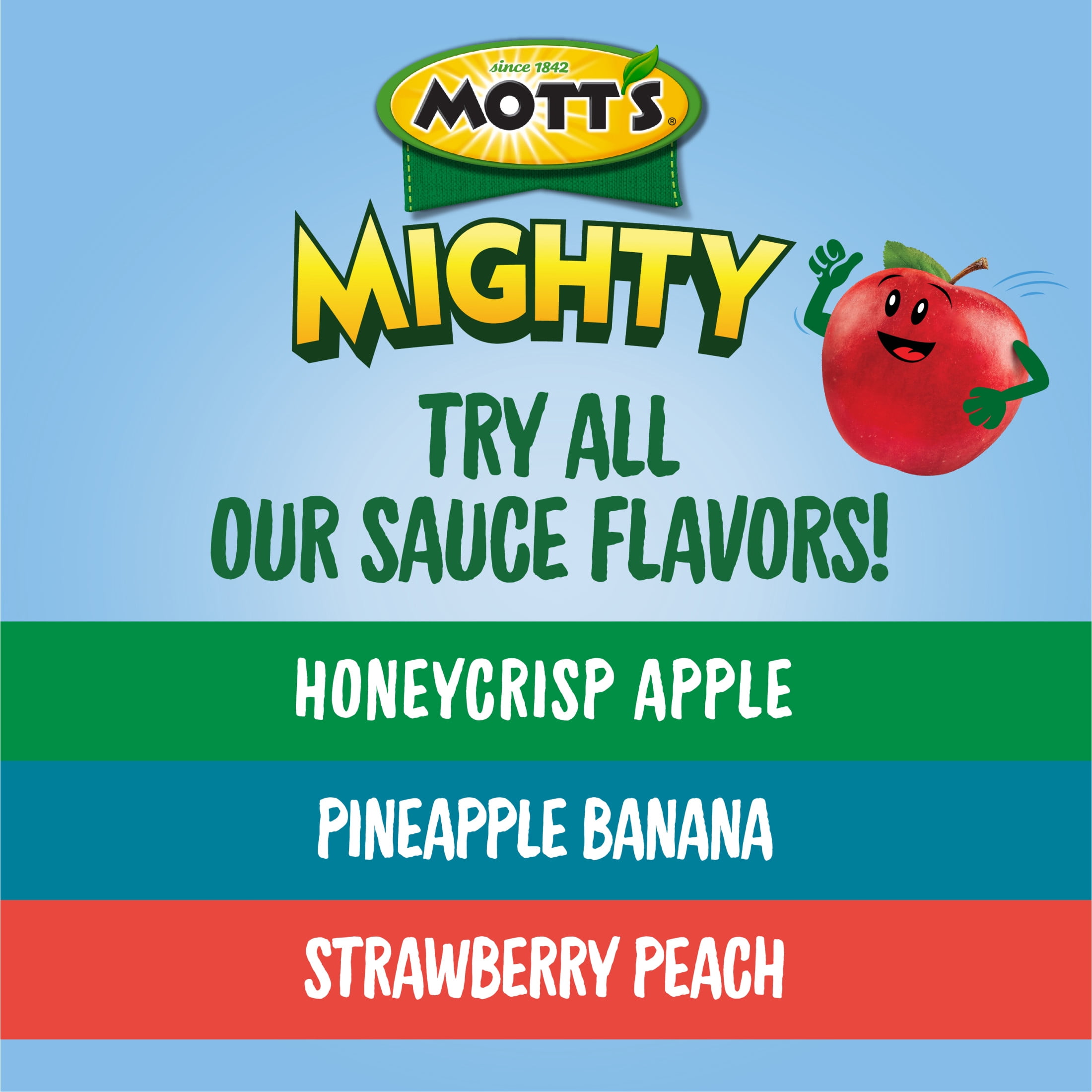 (2 pack) Mott's Mighty No Sugar Added Honeycrisp Applesauce, 3.9 oz, 6 Count Cups