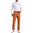 thumbnail image 2 of Pantalones de Hombre Inspire Chic de Cuadros con Frente Plano, Cintura Elástica y Botón 38 Marrón Oscuro, 2 of 7
